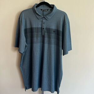 TravisMathew Men's Coastal Chest Stripe‎ Polo XXL NWT Blue Golf Country Club